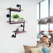 Floating wall shelf - Wall rack - 3 tiers - Vintage Industrial Wall - Shelf Wood Industrial Pipe Shelves