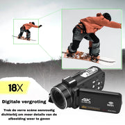 4K Ultra HD - Handycam Camcorder - 2 in 1 Set Met Externe Microfoon - 42 megapixels HD-digitale camera 18X digitale zoom 3,0 inch scherm met flits - Inclusief 2 Batterijen En Afstandsbediening