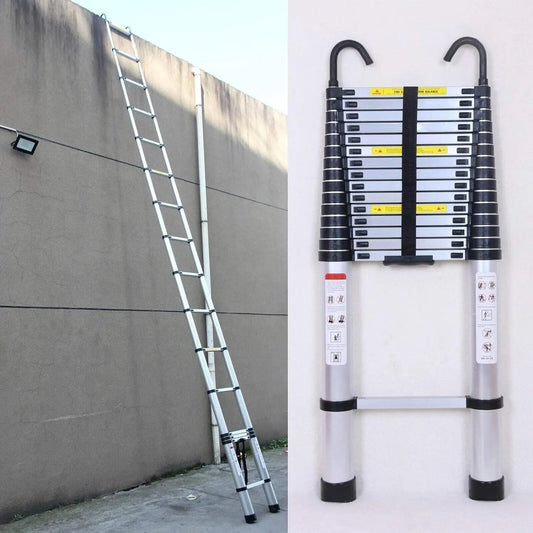 Telescopische Ladder - 6.2 Meter - Afneembare Haken - Uitschuifbare Treden - Opvouwbare - Antislip Voeten - Klussen - Trap
