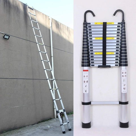 Telescopic Ladder - 6.2 Meters - Removable Hooks - Extendable Steps - Foldable - Non-slip Feet - DIY - Stairs