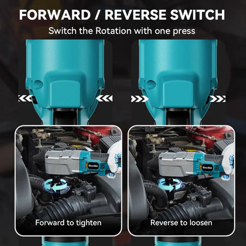 Haakse Slagmoersleutel - 1/2" - Slagmoersleutel Kit - Haakse Ratelsleutel - Met Koffer - Incl: Oplader, Accu & 4 Doppen -300Nm - 18V - Blauw