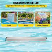 Zwembad Waterval Overloopbak - 151 x 11,5 x 8 cm - Rvs - Met Gekleurde Led Strip Slang - Afstandsbediening - voor Vijvertuin Zwembad
