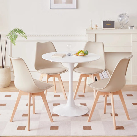 Eetkamerstoelen - Eetkamerstoel - Scandinavische Stijl - Kuipstoel - Ergonomisch - Set van 4 - Beige