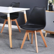 Set of 6 Dining Chairs - Upholstered Chairs with Beech Legs - Stylish Office Chairs for Dining Room, Bedroom, Balcony or Restaurant - Black