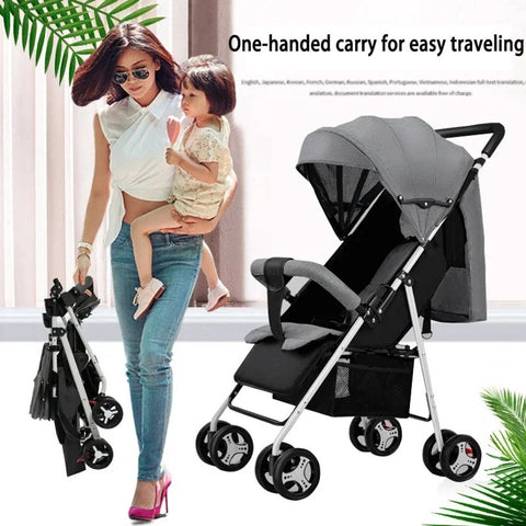 Compacte Buggy - Buggy Inklapbaar - Plooibuggy - Lichtgewicht Kinderwagen - Buggy's - Met Grote Opbergruimte - Met Meerdere Standen - Grijs/Zwart