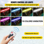 Zwembad Waterval Overloopbak - 151 x 11,5 x 8 cm - Rvs - Met Gekleurde Led Strip Slang - Afstandsbediening - voor Vijvertuin Zwembad