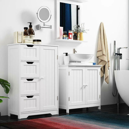 Homesse Badkamer Kastje - Badkamermeubel - Badkamer Accessoires - Wastafel Onderkast - Ladekastje - Wit