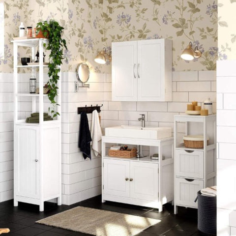 Wastafel Onderkast - Wastafelonderkasten - Badkamer Kastje - Wastafel - Wastafelmeubel - Wastafel Onderkast Met Uitsparing - Wastafelkast - Badkamer Kastjes Staand - Badkamer Kastje Onder Wastafel - Wit