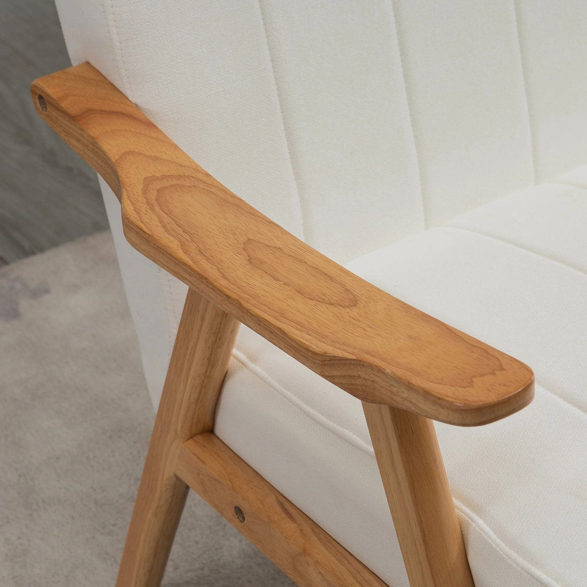 Leunstoel - Relaxstoel - Fauteuil - Woonkamerstoel - Kinderkamer - Leesstoel -Fluweel bekleding - Houten poten - 68X74X82 CM - Wit