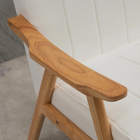 Leunstoel - Relaxstoel - Fauteuil - Woonkamerstoel - Kinderkamer - Leesstoel -Fluweel bekleding - Houten poten - 68X74X82 CM - Wit