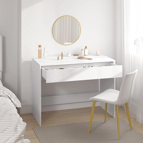 Bureau van met lade - Computerbureau - 100 cm - Kaptafel of Werktafel  - thuis - for Klein kantoor - Wit