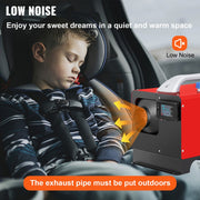 Auto Diesel Luchtverwarmer - 12V - 5KW - Standkachel Diesel -Luchtuitlaatmet Diesel Heater - met Afstandsbediening en LCD-Scherm - voor Cabine van Verschillende Auto's, Bussen, Campers, Vrachtwagens - Rood