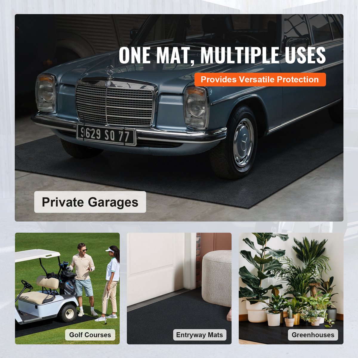 Garagevloermat - 2,7x 6,7m - Tapijtdikte 2.4 mm - Garagemat Servicemat - Materialen Vilt en TPE - De Matten Zijn Gemakkelijk Schoon te Maken - Vetbestendig en Herbruikbaar - Grijs-Zwart
