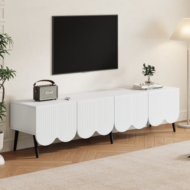 Modern Tv-kast - in Wit - Met een Uniek Patroon - 180x 40x45cm - voor Televisie tot 80 inch - Twee Deuren - Kabelbeheer