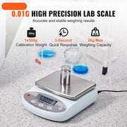 Laboratoriumweegschaal - Analytische Balans - 0,01g Nauwkeurigheid - LCD Scherm - Roestvrijstalen Bakje - Breed Toepassingsgebied voor Laboratoria - Juwelierszaken - Onderzoeksinstellingen