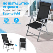 Tuinstoel Set van 2 – Zwarte Verstelbare Tuinstoelen – Stapelbare en Comfortabele Stoelen voor Tuin - Balkon of Terras