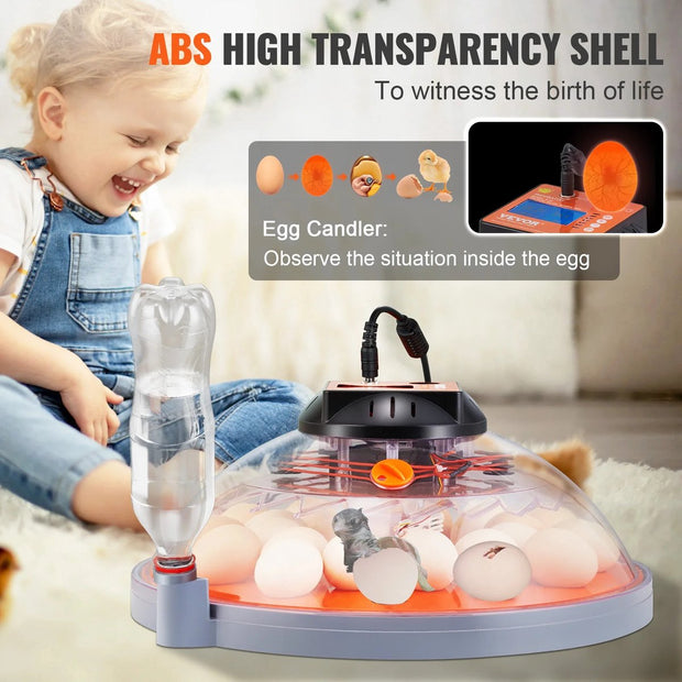 Incubator - Chickens - Ducks - With Temperature and Humidity Control - For 48 Pieces - 360° Air Circulation Design