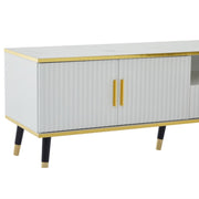 Modern Tv-kast - in Wit - Met een Uniek Patroon - 200x40x46cm - voor Televisie tot 80 inch - Twee Deuren - Kabelbeheer