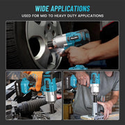 Impact Wrench - Cordless Impact Wrench Set - With Case, Charger &amp; 2x Battery - (Incl: 5 Long Sockets) - 3 Gears - 1300Nm - 18V - 4.0Ah - Blue