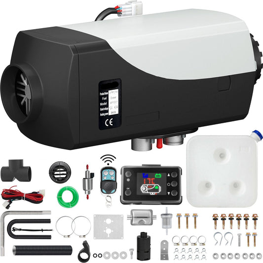 Diesel Standkachel 12V 8KW - Diesel Heater - Met een Intelligente LCD - Monitor en Afstandsbediening - Brandstoftank van 10 L - Luchtverwarmer - Autoverwarming - Auto Heater - Voor Auto Vrachtwagens Camper Boot - Zwart - Wit