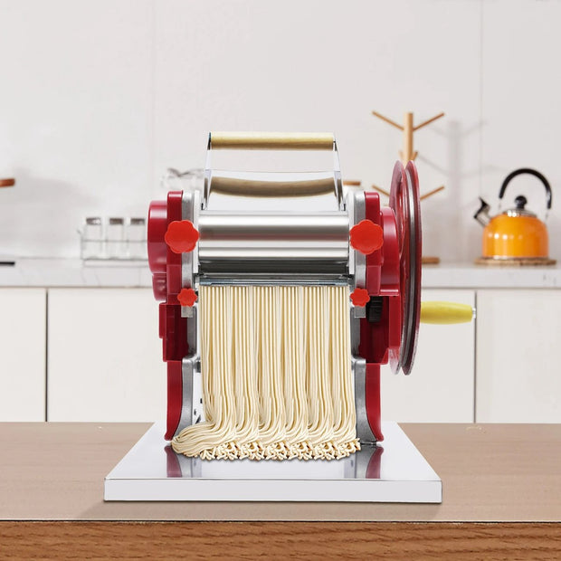 Manual Noodle and Pasta Machine - Dumpling Wrapper Machine - Stainless Steel Pasta Maker - Spaghetti Dough Roller - Home Kitchen Appliance