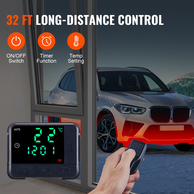 Auto Diesel Standkachel - 5KW - 12V - Auto Heater - Luchtverwarmer - met Digitaal-display en Afstandsbediening - voor Auto's, Campers, Boten, Vrachtwagen - Oranje