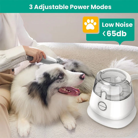 2 In 1 Elektrische Honden & Katten Trimmer & Borstel - Hondentrimmer - Kattentrimmer - Trim Tondeuse - Borstelfunctie - Incl Elektrische Afzuiger - Set Van 5 Verzorgingsmiddelen - 3 Verschillende Standen - Sterke Zuigkracht - <65DB Geluid