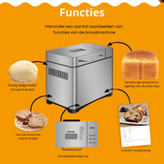Broodmachine - Broodbakmachine - Brood Maker Machine - Brood Maker - Keukenmachine - Automatische broodbakmachine - 650W - Zilver - 1000g