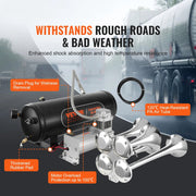 Hoorn Claxon - 4 Stuks - Luchthoorn - 12 Volt - Met Compressor - 150DB - Zwart