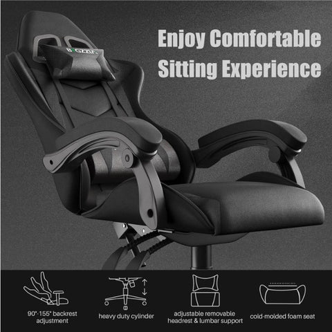 Gaming Chair - Gaming Chair - Ergonomic Pu Leather Computer Chair - Office Chair with Headrest and Lumbar Support - Racing Chair Black/Orange