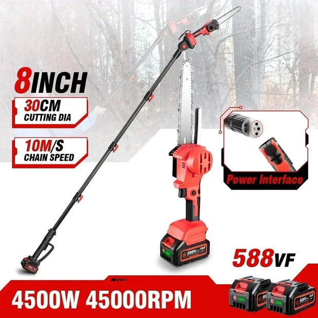 Telescopische Takkenzaag - Kettingzaag - Heggenschaar - Inclusief 2 Accu's