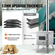 Houtkachel - Roestvrij - Campingtent - Draagbare Houtkachel - Met Schoorsteenpijp - Hittebestendige handschoenen - Openhaard - Vakantie - Buiten koken