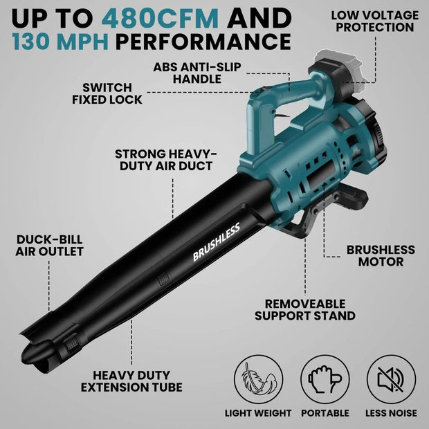 Elektrische Luchtblazer - Bladblazer - Sneeuwblazer - Veegmachine - Draadloos - Verstelbare Standen - Lichtgewicht - Comfortabel gebruik - Tuin Gereedschap - 200 Km/h - 18V - Onderhoudsvrij - Professionele en thuisgebruikers