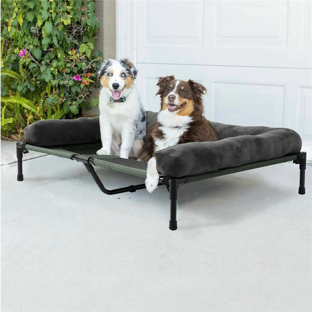 XXL Dog Bed - Dog Sofa - Dog Bench - Elevated - Pet Basket - Pet Cushion - Pet Mat - Pet Bed - For Indoor and Outdoor Use - Lounger - Removable Plush Bolster - Cooling for the Summer