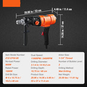 Diamantboormachine - Diamantkernboormachine - 1500W - 1100/2400RPM - Natboren - 8-10,2 Cm Magneetboor - Geschikt voor Het Boren Van Gewapend Beton, Marmer