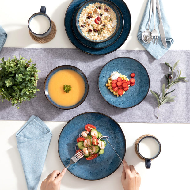 Dinnerware set - 8 persons - Porcelain - Dinnerware sets - 32 pieces - Plate set 8 persons - Plate set 32 ​​pieces - Blue