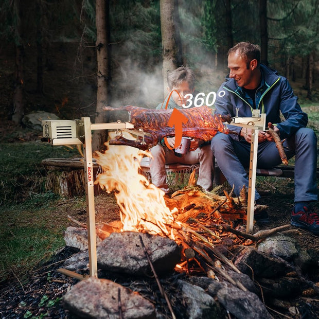 Speenvarkensgrill - Lamsgrill - 117 cm -  41 kg - Roestvrij Staal - Rotisserie Spit - Braadgrill - 42W -  Lamsgrill BBQ-grill - Grillwagen Barbecue - 8in - Hoogte verstelbare Grote - Piesgrill kalkoenvlees, ham