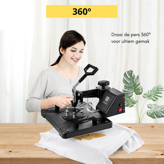 Transfer Press - Printing Machine - Heat Press - Printing Press - Heat Press Machine - Sublimation Printer - 38 x 30 CM - Black - Multifunctional Sublimation for Mug/Latte Mug/Hat/Plate/Bottle