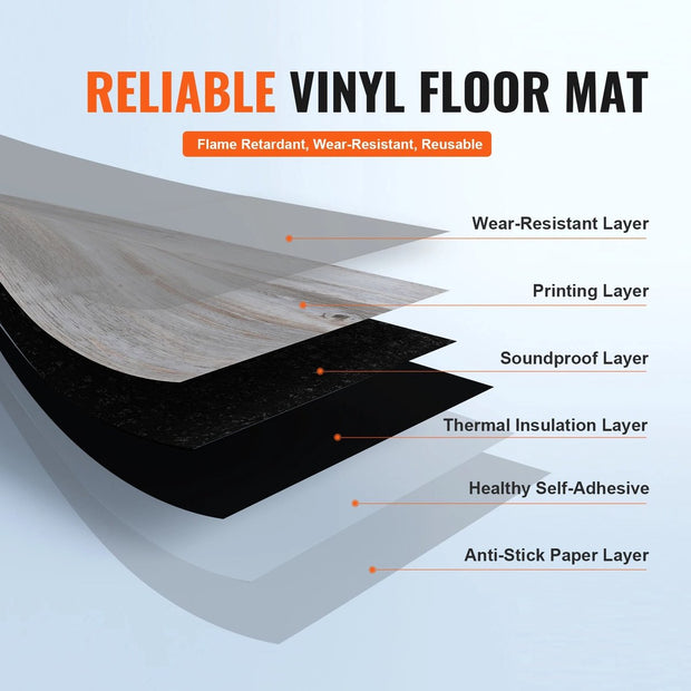 Self-adhesive floor tiles - Self-adhesive floor tiles vinyl - Self-adhesive floor tiles laminate - 914 x 152 mm - 36 pieces
