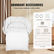 Hangstoel - Staal En Katoen - 150 Kg Capaciteit - Met Kussen - Met Geweven Netkabel - Inklapbaar, Bohemian Stijl - Geschikt Voor Binnen En Buiten - 80 X 62,5 X 80 Cm - Beige