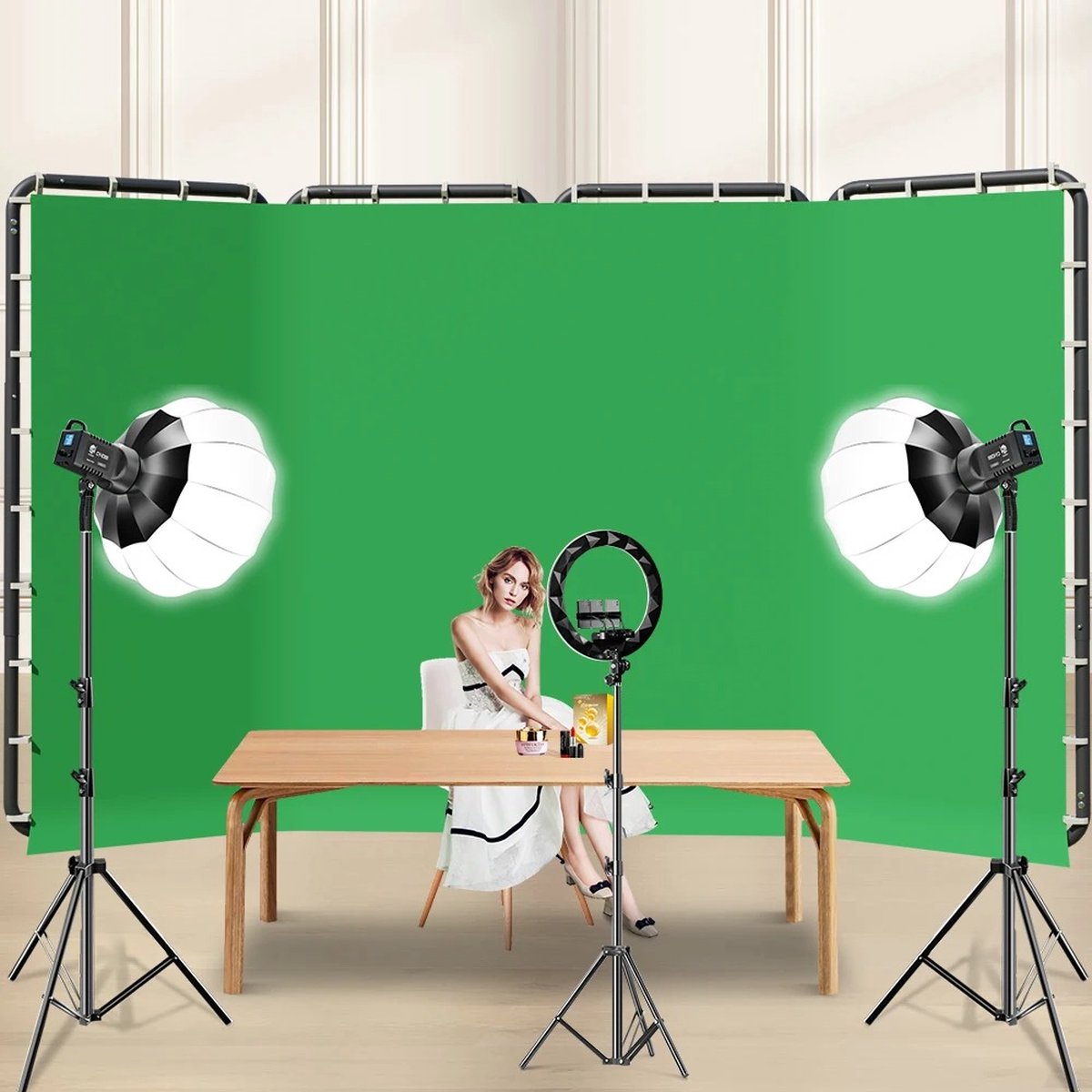 White screen - Foto studio - Achtergrond doek - Panoramische frames - Inclusief opslag tas - Wit - 240 cm x 400 cm - Geschikt voor fotografie of video opnames
