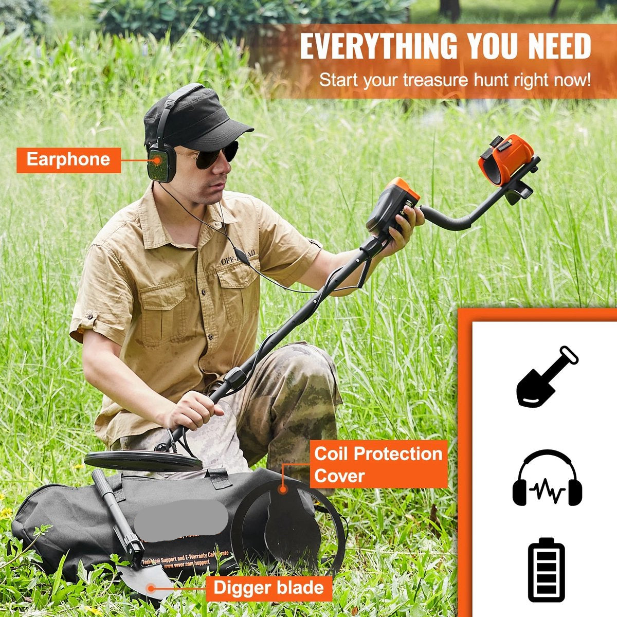 Professionele Metaaldetector - 10 Inch Waterdichte Spoel - LCD Scherm - 7 Detectiemodi - Verstelbare Handgreep - Compleet Accessoirepakket