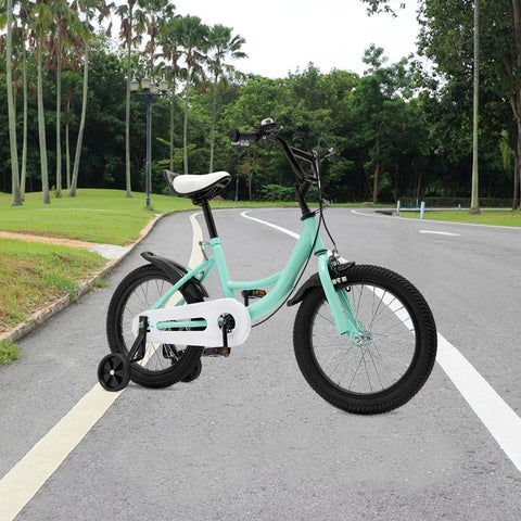Kinderfiets - 16 Inch - Spelen - 5 tot 8 Jaar - Outdoor - Groen met Zwarte Accenten