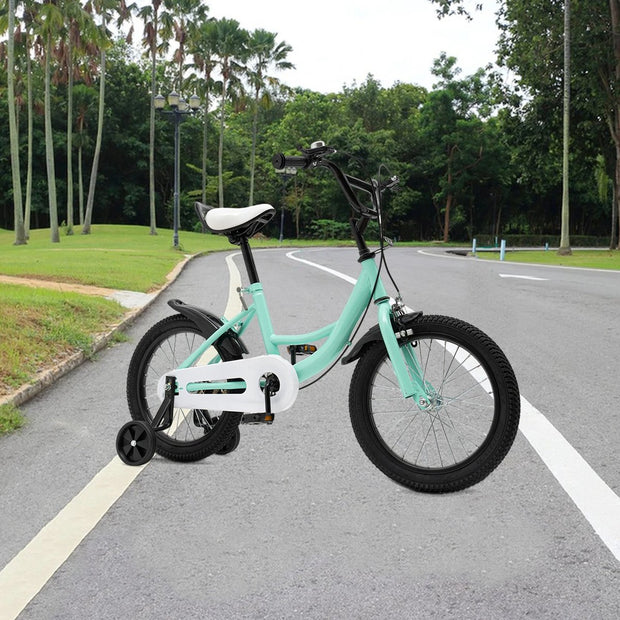 Kinderfiets - 16 Inch - Spelen - 5 tot 8 Jaar - Outdoor - Groen met Zwarte Accenten