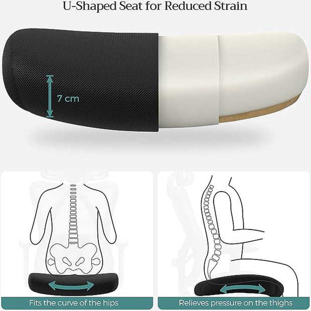 Bureaustoel - Ergonomische bureaustoel - Computerstoel - Mesh stoel - Verstelbare lendensteun en hoofdsteun - Maximale belasting 150 kg - Hoogte verstelbaar - Zwart
