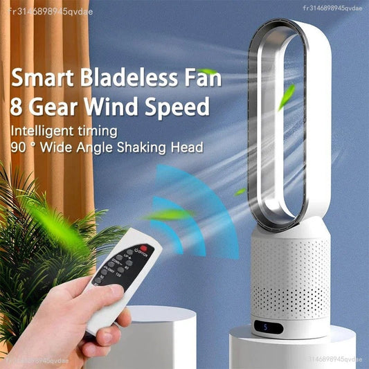 Torenventilator - Torenventilator Inclusief Afstandsbediening - Luchtzuiveraar - Luchtkoeler - Bladloos - 8 Snelheden - Bladloze - Ultra stil - Blauw