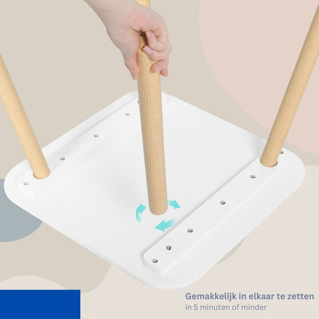 Kindertafelset met stoelen - Activiteitentafel voor kinderen - Creatieve speelset - Veilig en duurzaam - Met rugleuningen in de vorm van konijnenoren - Ideaal voor kinderkamers en babykamers - Witte tafel en 2 stoelenset - Konijnentafelset