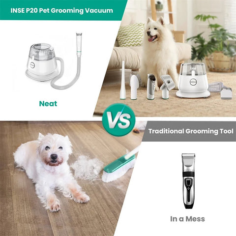 2 In 1 Elektrische Honden & Katten Trimmer & Borstel - Hondentrimmer - Kattentrimmer - Trim Tondeuse - Borstelfunctie - Incl Elektrische Afzuiger - Set Van 5 Verzorgingsmiddelen - 3 Verschillende Standen - Sterke Zuigkracht - <65DB Geluid