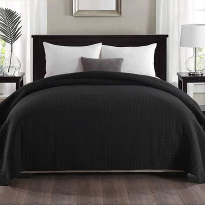 Luxe Bedsprei - voor een Tweepersoonsbed - 240x260 cm - Zachte en Stijlvolle Beddensprei - Zwart