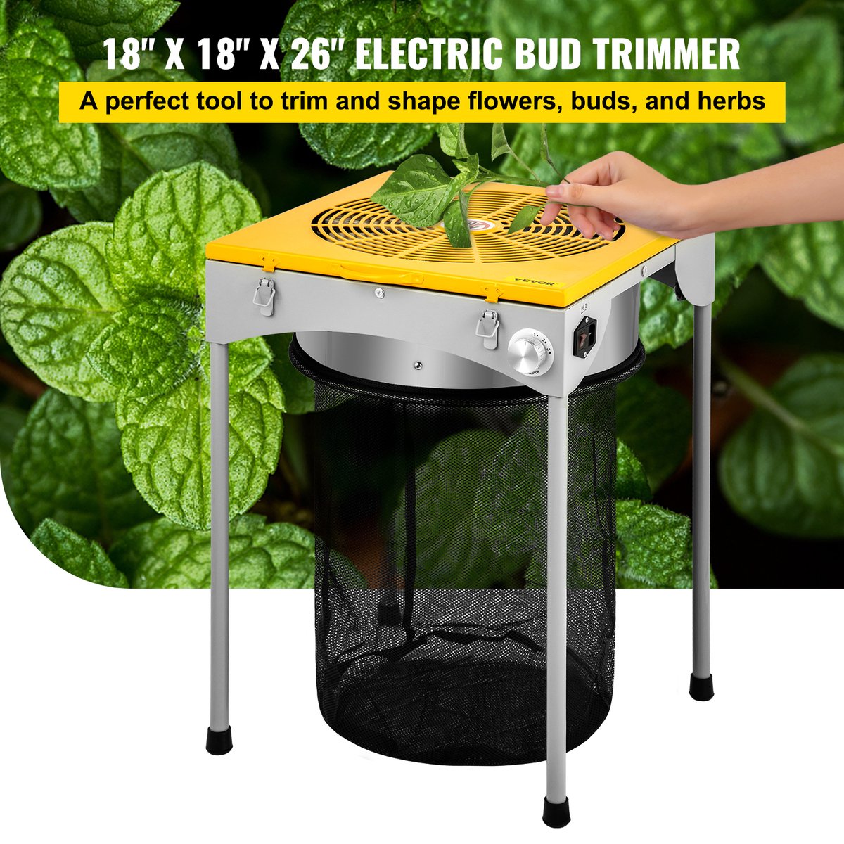 Tafelblad Trimmer - Bladknop Trimmer - Hydrocultuur 3 Snelheden - Met 6 Extra Mesjes - 304 Roestvrij Staal - 18 inch - 60W